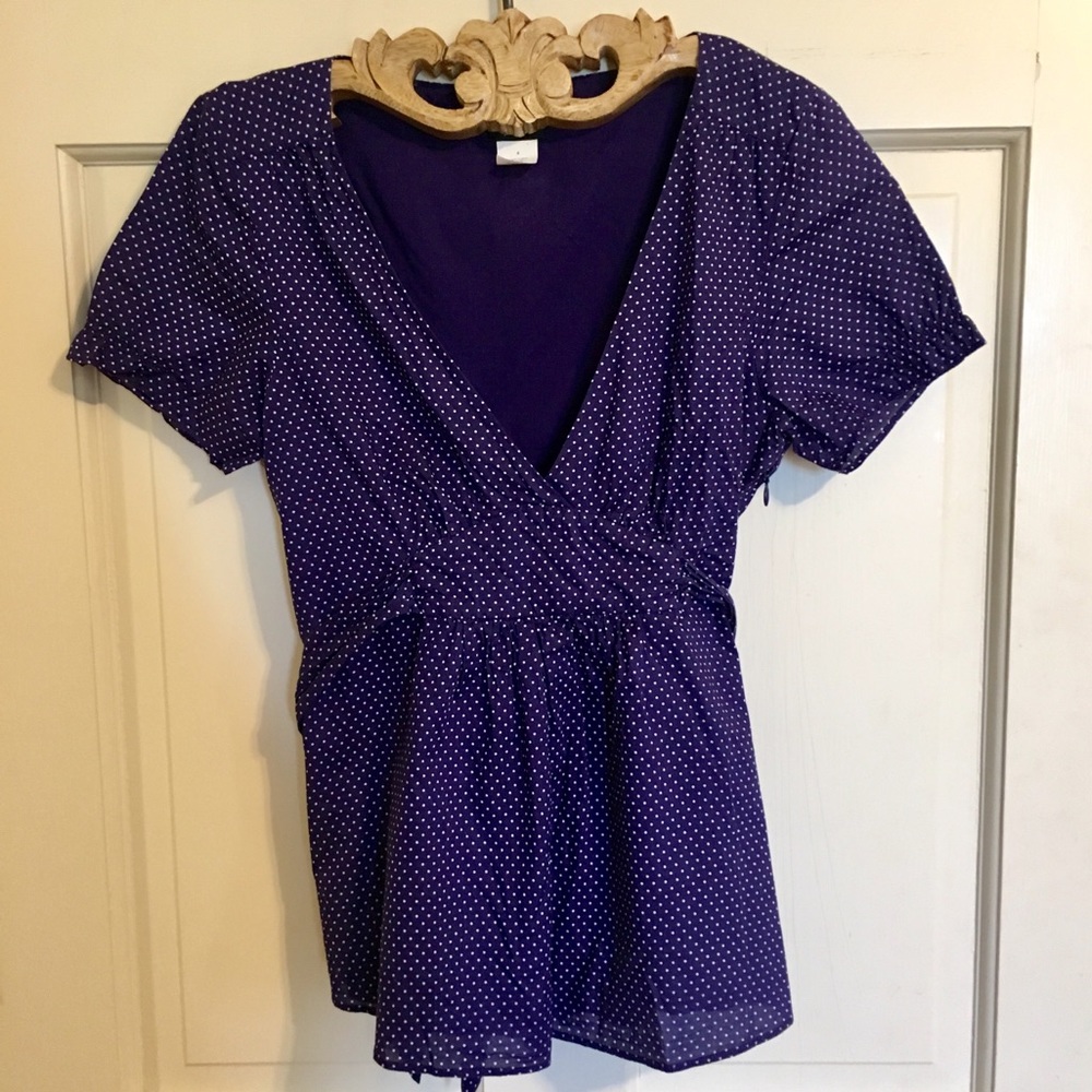 3 for $25 JCrew - Sz.4 Purple Polka dot Wrap Shirt